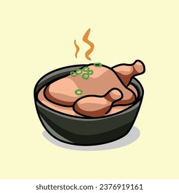 Hot chicken soup vector illustration