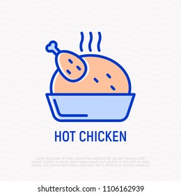 Hot chicken thin line icon. Modern vector illustration.