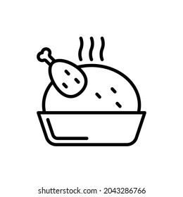 Hot chicken thin line icon. Modern vector illustration.