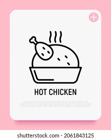 Hot chicken thin line icon. Modern vector illustration.