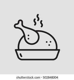 Hot Chicken Turkey Outline Icon Thanksgiving Day