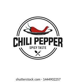 Hot chili badge vintage, restaurant logo