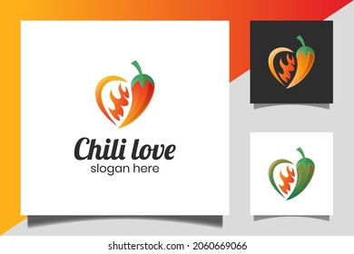 hot chili combined love like spicy vector design. spicy mexican style food. for spicy food business restaurant logo design