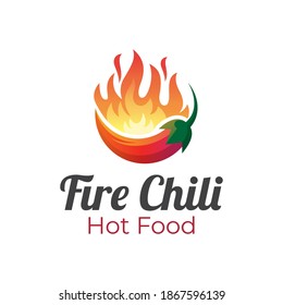 hot chili fire for hot food logo design