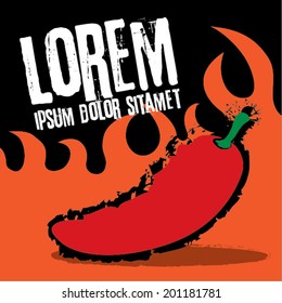 Hot chili with flame symbol