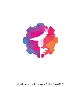 Hot Chili With Fork gear shape concept Logo Design. Chili and fork logo template suitable for spicy food, restaurant menu.