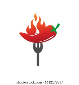 Hot Chili With Fork Logo Design