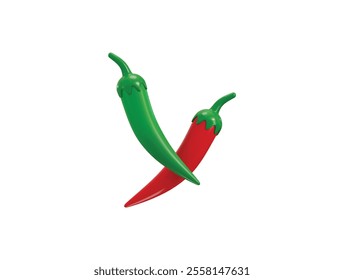 Hot chili Icon 3d rendering spicy red chili vegetables icon vector illustration