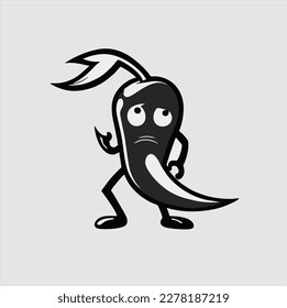 Hot chili icon, cute chili logo vector illustration, gray background