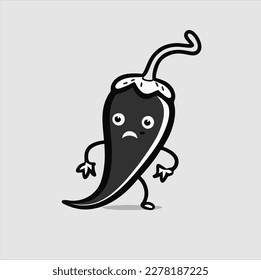 Hot chili icon, cute chili logo vector illustration, gray background