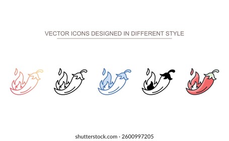 Hot Chili icon design with white background stock illustration