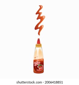 Hot chili ketchup bottle. Vector 