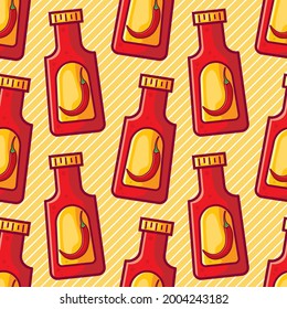 hot chili ketchup seamless pattern vector illustration 