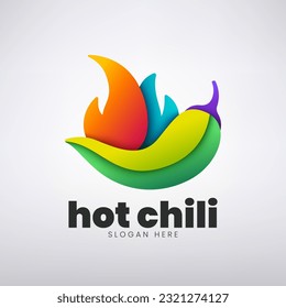 Diseño de logotipo de chile caliente, símbolo de comida de especias creativas, ilustración vectorial