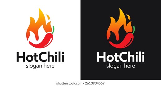 Hot chili logo design. Chili logo with fire design graphic symbol icon vector