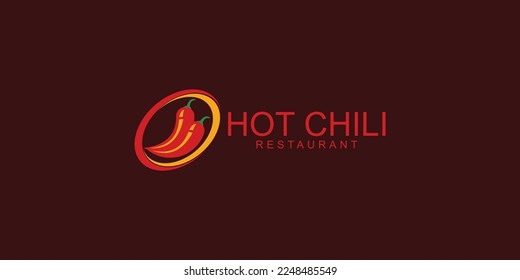 Hot chili logo design with unique concept premium vector