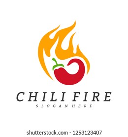 Hot Chili logo design vector. Chili with fire logo concepts. Food logo template