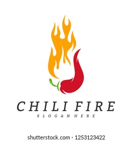 Hot Chili logo design vector. Chili with fire logo concepts. Food logo template