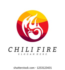 Hot Chili logo design vector. Chili with fire logo concepts. Food logo template