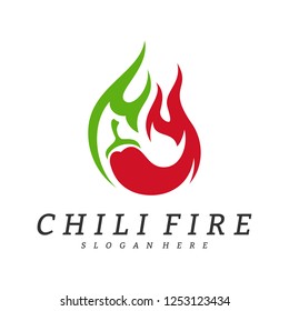 Hot Chili logo design vector. Chili with fire logo concepts. Food logo template