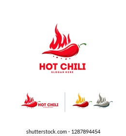Hot Chili logo designs concept vector, Fire Chili logo symbol, Spice food symbol icon