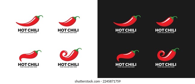 Hot chili logo set design vector illustration