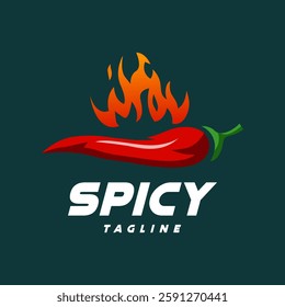 Hot Chili logo, Spicy Pepper with fire 