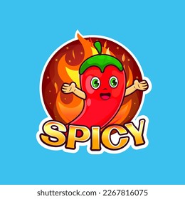 Gráficos vectoriales de mascota chile caliente. Una especie de logo picante para el negocio de la comida.