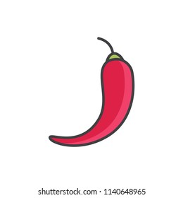 Hot chili pepper colored line icon.