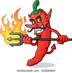 Hot Chili Pepper Devil Cartoon Character