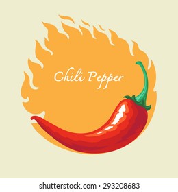 Hot Chili Pepper With Fire Background