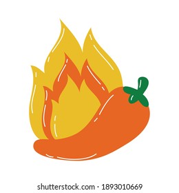 Hot chili pepper with flame design of spicy vegetable and food theme Vector illustration