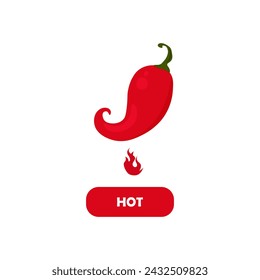 Hot chili pepper with flame. Red pepper strength level. Flat vector illustration, icon, symbol isolated on white background, eps 10.