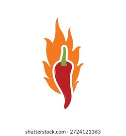 Pimenta quente na arte vetorial da chama. Use esta ilustração de comida apimentada para logotipos de restaurantes, ícones de menu ou gráficos de saúde e fitness sobre a queima de calorias