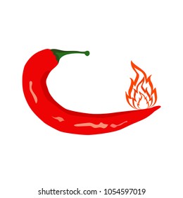 Hot chili pepper. Flat design, vector.