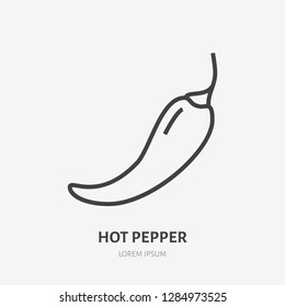 Hot chili pepper flat line icon. Vector thin sign of spicy food, mexican cafe logo. Spice illustration for restaurant menu.