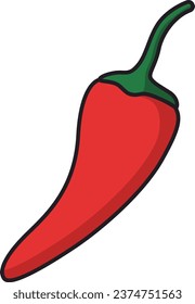 scharfe Chilischoten-Ikone. Gemüse- und Essensthemen. Einzelnes Design. Vektorgrafik