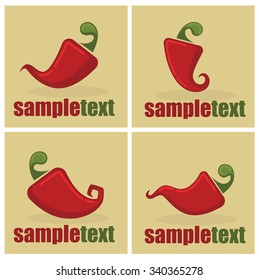 Hot chili pepper icons and emblems