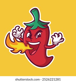 Hot Chili Pepper Mascot Logo Cartoon