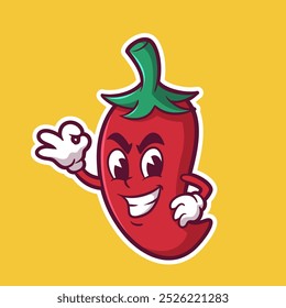 Hot Chili Pepper Mascot Logo Cartoon