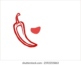hot chili pepper. Red chili hand drawn illustration. Vibrant red chili pepper illustration. Hand drawn red chili pepper. Red pepper doodle.