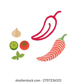 hot chili pepper. Red chili pepper hand drawn illustration. Vibrant red chili pepper illustration. Hand drawn red chili pepper. 
