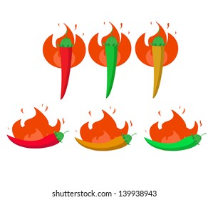 Hot chili pepper in the shape of fire sign