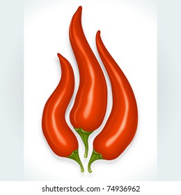 Hot chili pepper in the shape of fire sign