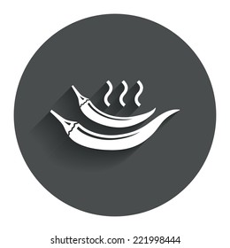 Hot chili pepper sign icon. Spicy food symbol. Circle flat button with shadow. Modern UI website navigation. Vector