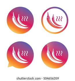 Hot chili pepper sign icon. Spicy food symbol.