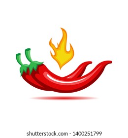 Hot chili pepper, spice vegetable symbol isolated on white background. Suitable for mexican food. Vector Illustration