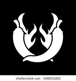 Hot chili pepper, spice vegetable symbol isolated on black background. Suitable for mexican food. Vector Illustration