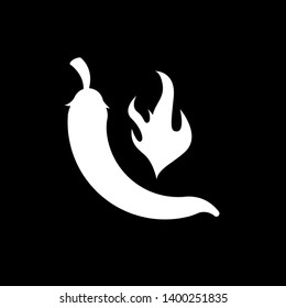 Hot chili pepper, spice vegetable symbol isolated on black background. Suitable for mexican food. Vector Illustration