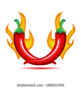 Hot chili pepper, spice vegetable symbol isolated on white background. Suitable for mexican food. Vector Illustration